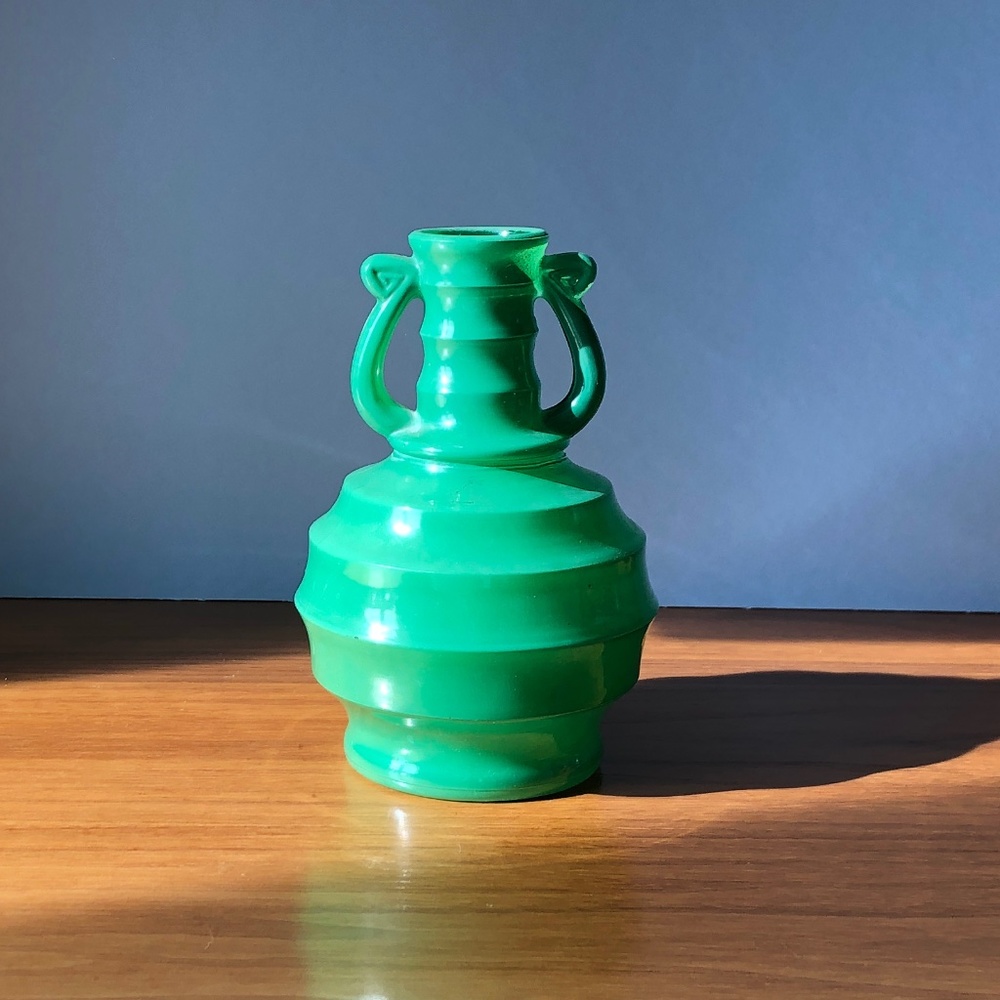 Mid-Century Vintage Green Glass Vase